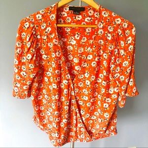 Stitch Fix Sanctuary Orange Floral 1/2 Sleeve Top